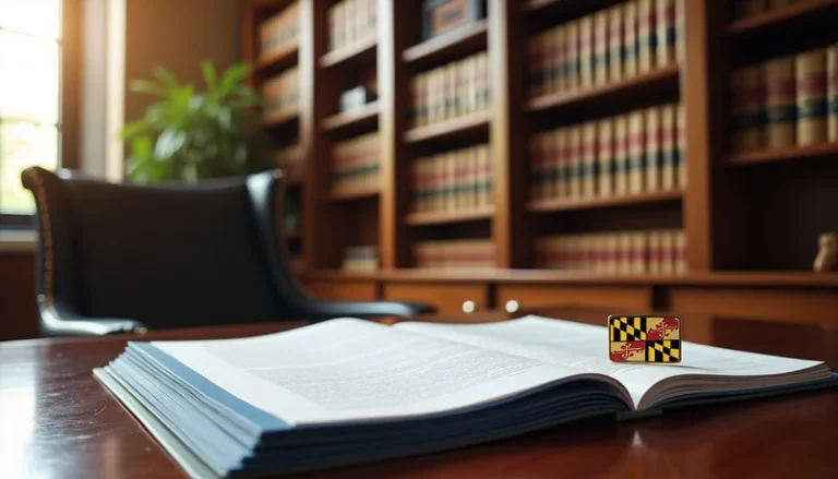 A lawyers desk with book on top
