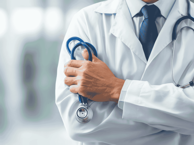 A doctor holding a stethoscope