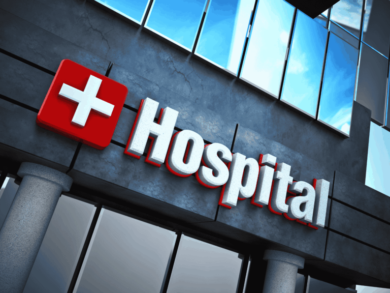 close-up of a hospital building exterior