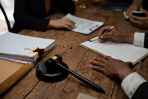 Close up on lawyers working or reading lawsuits against Roblox and Uber in office workplace