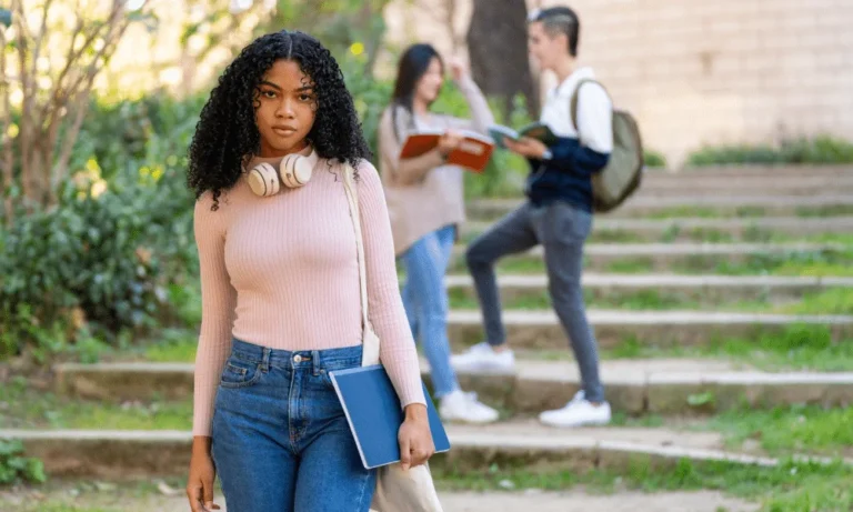 a young girl on campus