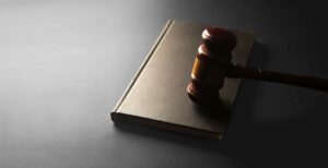 Judge gavel on black background